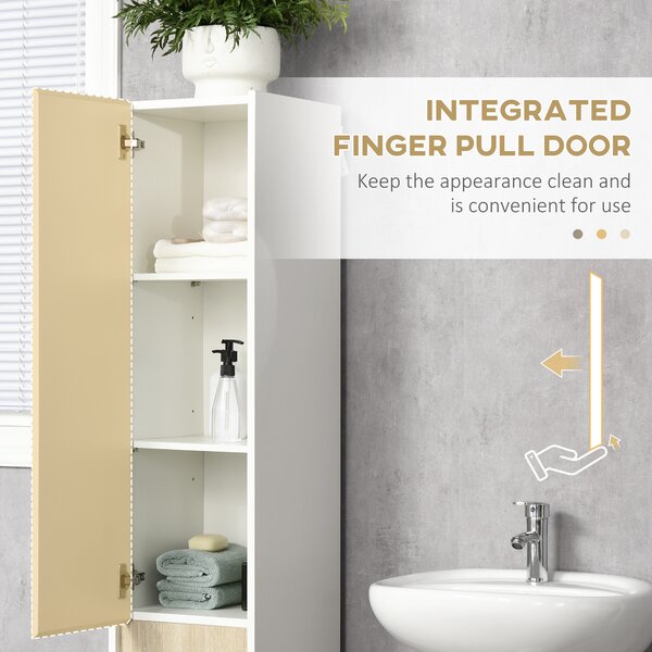 Kleankin Tall Bathroom Cabinet with Adjustable Shelves, 5-Tier Modern Freestanding Tallboy with Storage Cabinets, White