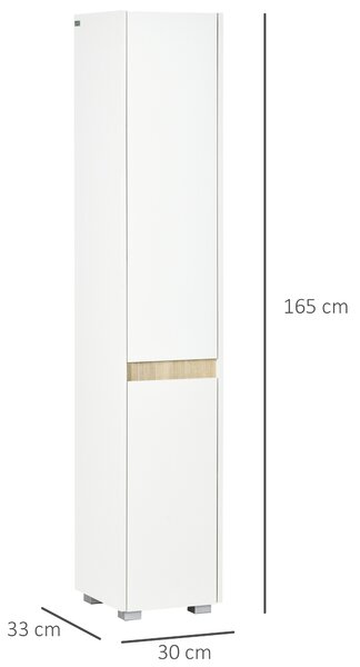 Kleankin Tall Bathroom Cabinet with Adjustable Shelves, 5-Tier Modern Freestanding Tallboy with Storage Cabinets, White