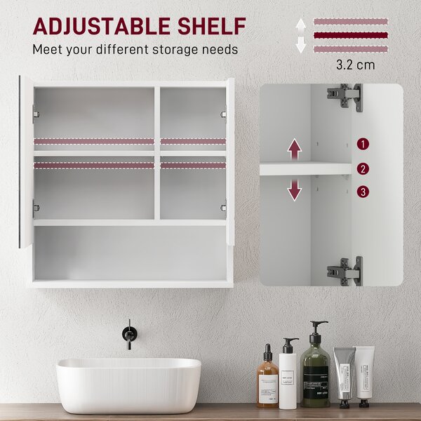 Kleankin Wall Mounted Bathroom Storage Cupboard - White