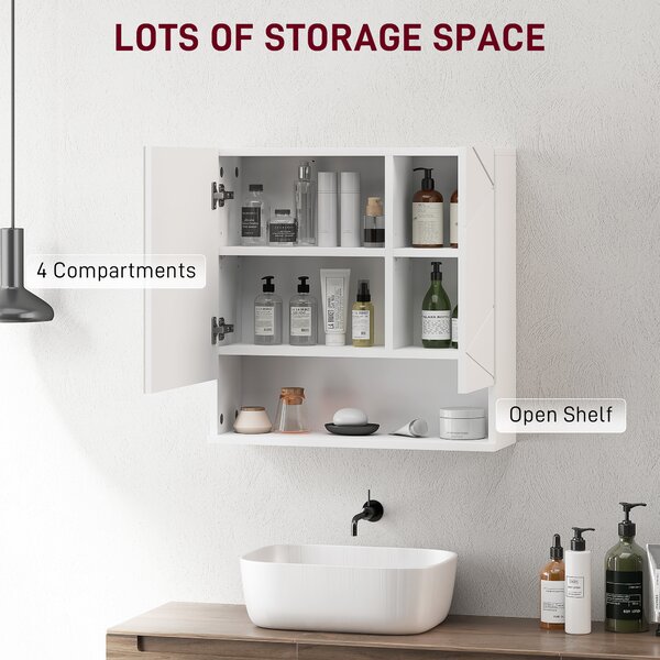 Kleankin Wall Mounted Bathroom Storage Cupboard - White