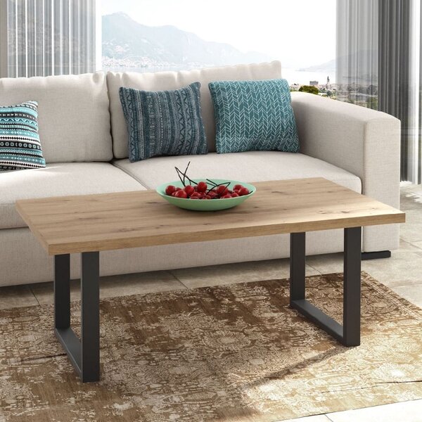 Alcoa Wooden Coffee Table Rectangular In Artisan Oak And Black