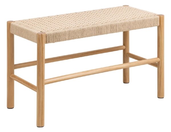 Albany Wooden Weaved Seating Bench In Off White And Oak