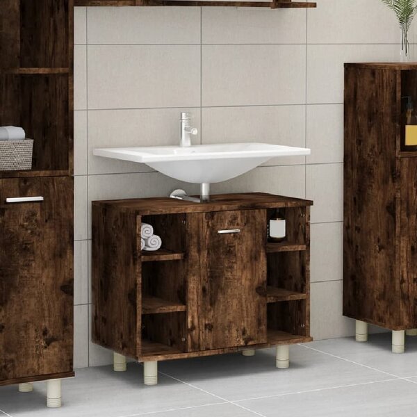 Putnam Wooden Vanity Unit With 1 Door In Smoked Oak