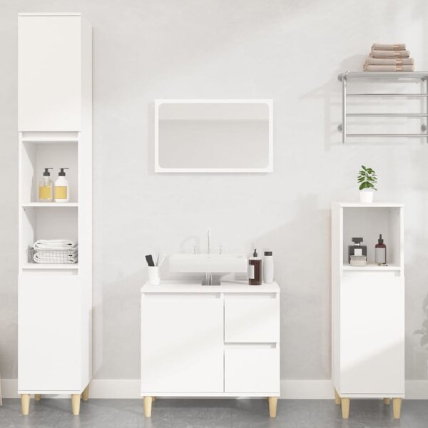 Pueblo Wooden 3 Piece Bathroom Furniture Set In White