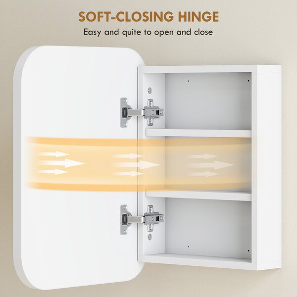 HOMCOM Bathroom Medicine Cabinet with Mirror, Bathroom Wall Cabinet with Adjustable Shelves, Soft Close Hinges, White