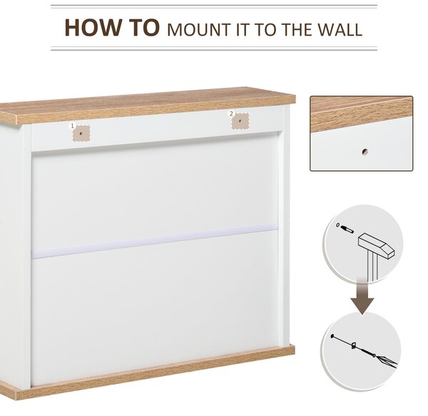 Kleankin Bathroom Furniture Set, Mirror Cabinet Wall Mounted with Adjustable Shelf, Bathroom Sink Cabinet, White and Wood Grain Aosom UK