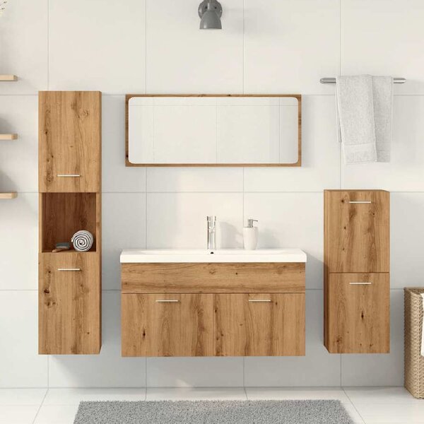 Preston Wooden 90cm Bathroom Furniture Set In Light Oak