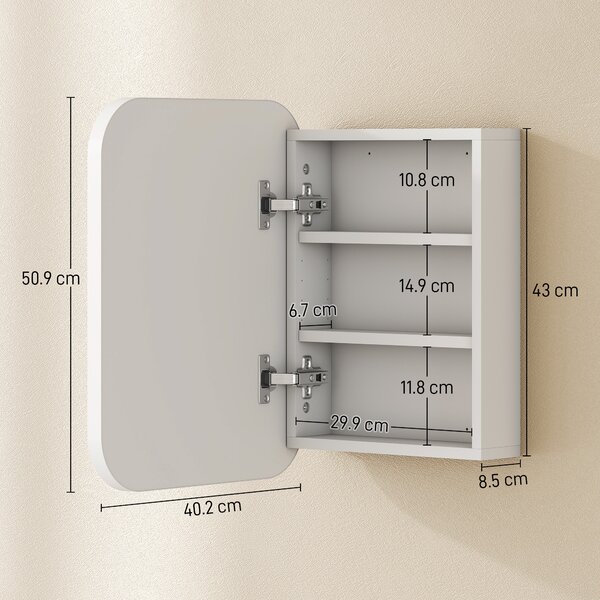HOMCOM Bathroom Medicine Cabinet with Mirror, Bathroom Wall Cabinet with Adjustable Shelves, Soft Close Hinges, White