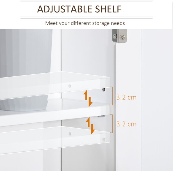 Kleankin Bathroom Furniture Set, Mirror Cabinet Wall Mounted with Adjustable Shelf, Bathroom Sink Cabinet, White and Wood Grain Aosom UK