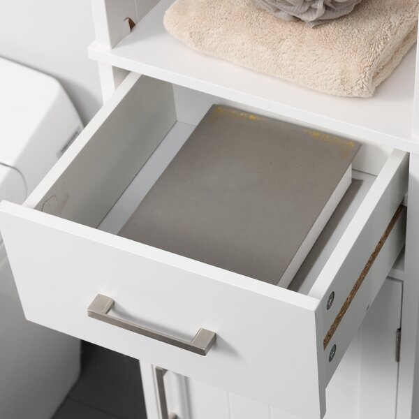 Kleankin Bathroom Furniture Set with Adjustable Shelves, Tall Bathroom Storage Cabinet with Open Shelves and Drawers, White Aosom UK