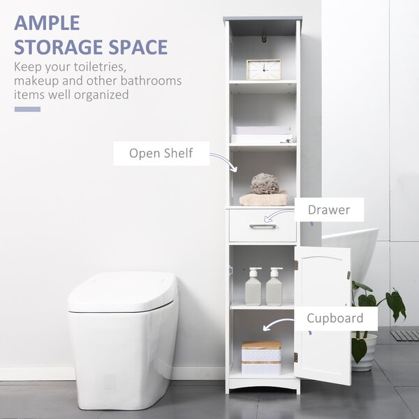Kleankin Bathroom Furniture Set with Adjustable Shelves, Tall Bathroom Storage Cabinet with Open Shelves and Drawers, White Aosom UK