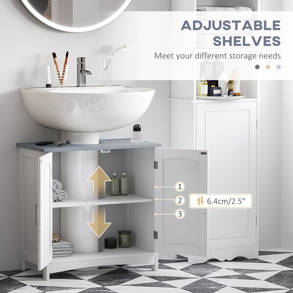 Kleankin Bathroom Furniture Set with Adjustable Shelves, Tall Bathroom Storage Cabinet with Open Shelves and Drawers, White Aosom UK