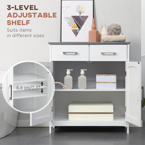 Kleankin Bathroom Furniture Set with Adjustable Shelves, Tall Bathroom Storage Cabinet with Open Shelves and Drawers, White Aosom UK