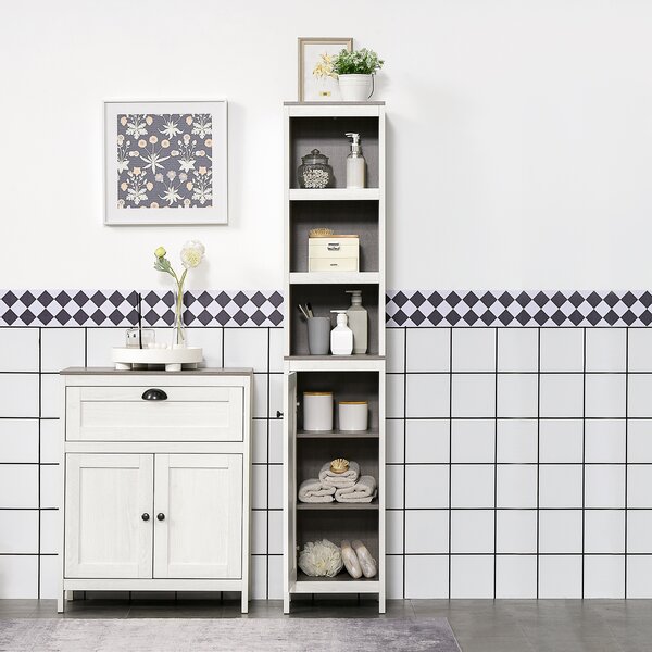 Kleankin Bathroom Furniture Set with Adjustable Shelves, 6-Tier Tall Bathroom Storage Cabinet, Floor Cabinet with Drawer, Under Sink Cabinet, Antique White Aosom UK
