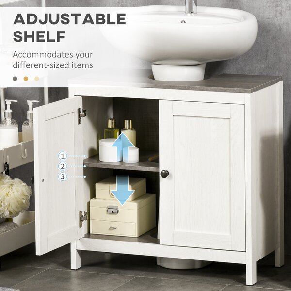 Kleankin Bathroom Furniture Set with Adjustable Shelves, 6-Tier Tall Bathroom Storage Cabinet, Floor Cabinet with Drawer, Under Sink Cabinet, Antique White Aosom UK