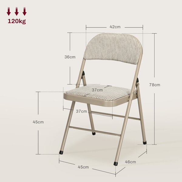 HOMCOM Linen-Look Set of Four Cushioned Folding Chairs - Beige
