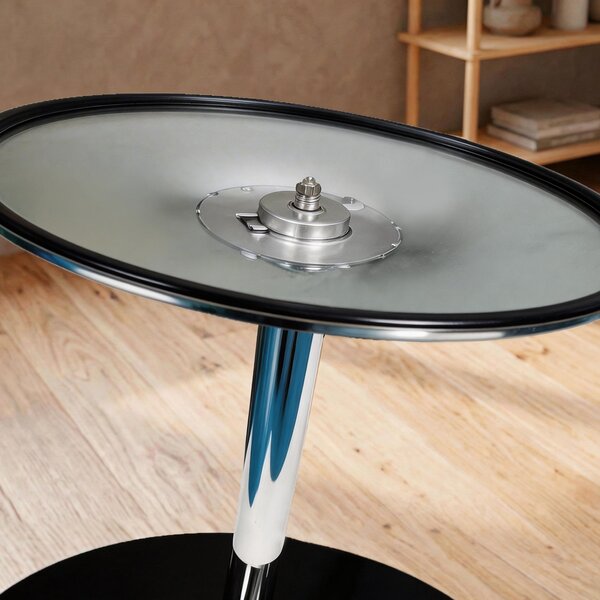 HOMCOM Round Bar Table, Modern Dining Table with Tempered Glass Top and Steel Frame for 4, 80 x 80 x 77cm, Black