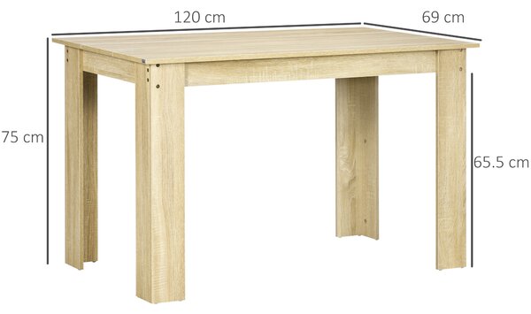 HOMCOM Dining Table for 4-6 People, Kitchen Table with Wood Effect for Dining Room, Oak