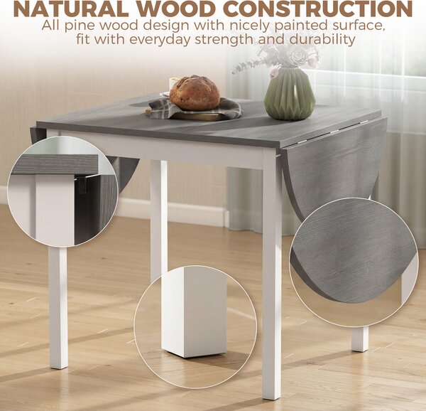 HOMCOM 4-6 Person Wooden Drop-Leaf Table - Grey