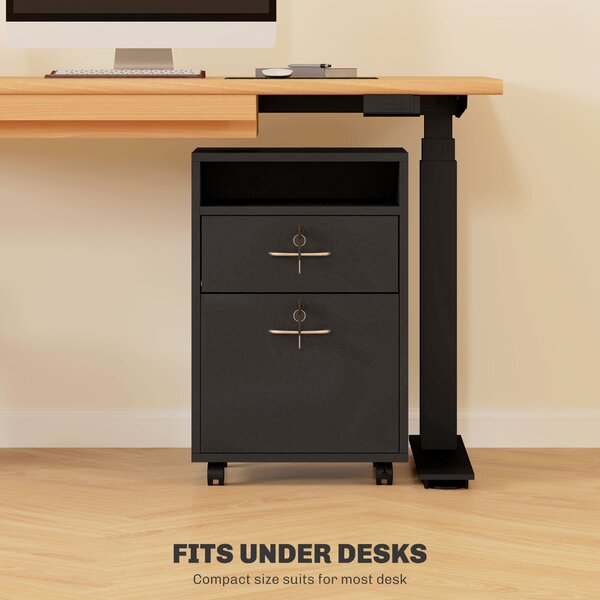 HOMCOM 60cm Storage Cabinet with Drawer, Open Shelf, Metal Handles and 4 Wheels, Office Home Organiser Mobile Printer, Black Aosom UK