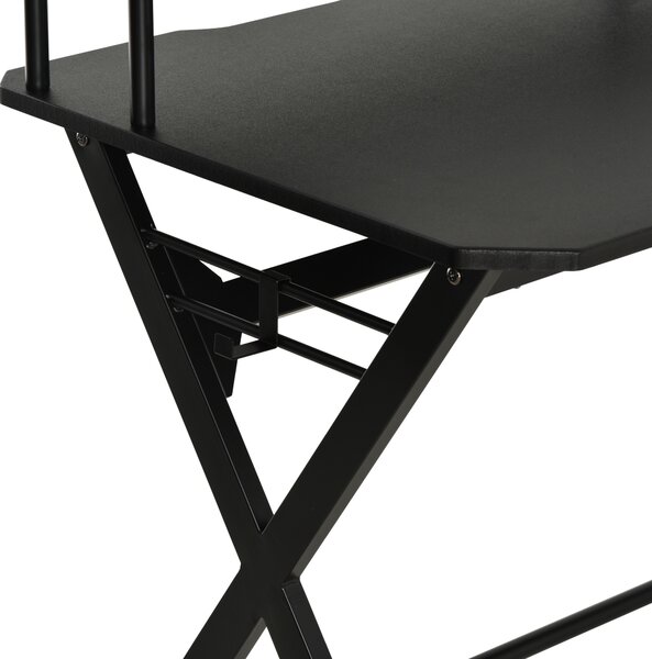 HOMCOM Gaming Computer Desk, Racing Table Workstation, Headphone Hook, Curved Front, Adjustable Feet, for Home Office Use, Black. Aosom UK