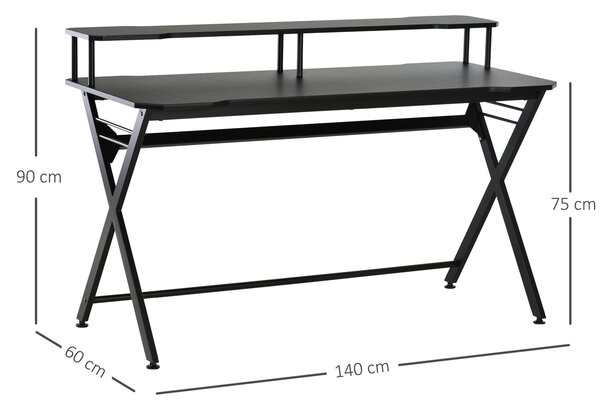 HOMCOM Gaming Computer Desk, Racing Table Workstation, Headphone Hook, Curved Front, Adjustable Feet, for Home Office Use, Black. Aosom UK