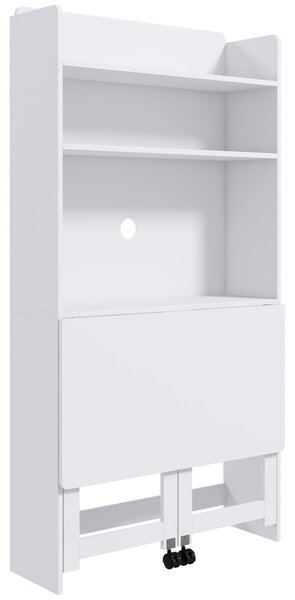 HOMCOM Foldable Desktop, Computer Desk with Storage Shelves, 80 x 69 x 155 cm, White