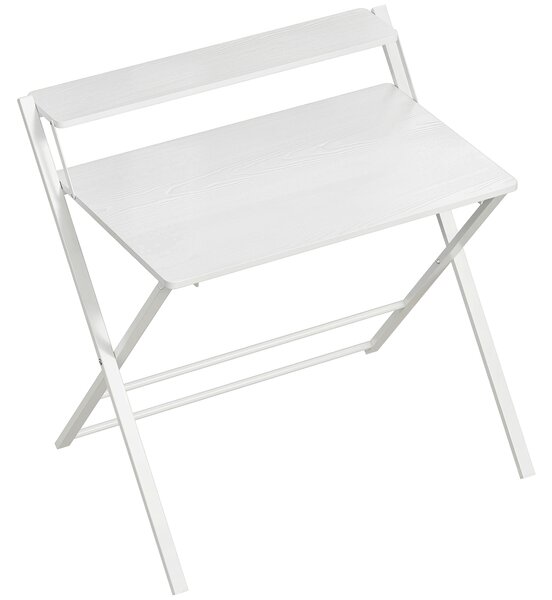 HOMCOM Compact Folding Desk for Small Spaces with Storage Shelf for Home Office, White