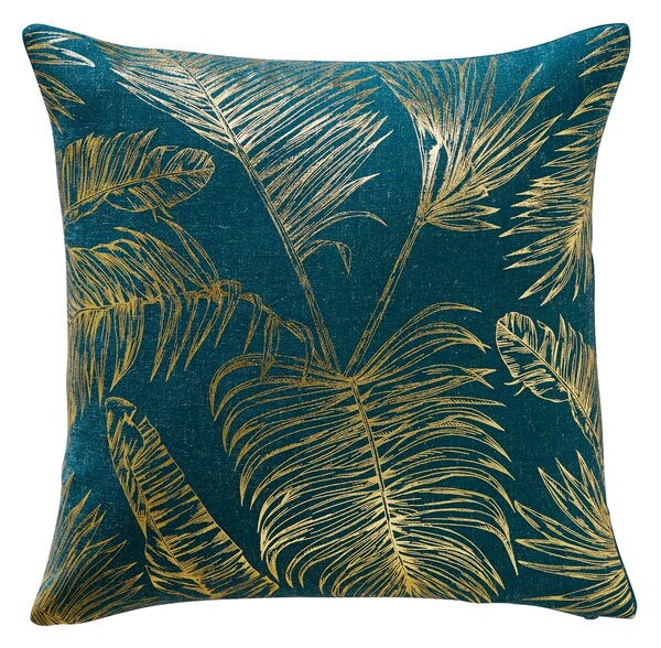 Tropical Leaf Teal Cushion Cover