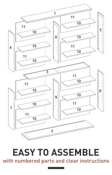 HOMCOM 16-Compartment Media Shelf- White