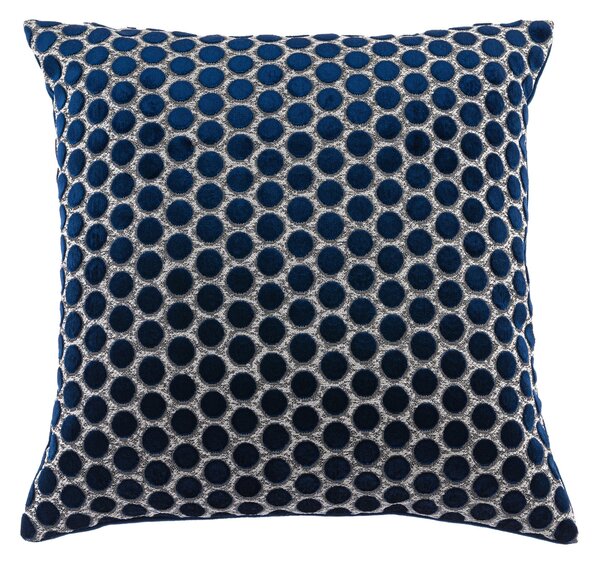 Cut Velvet Polka Dot Navy Cushion