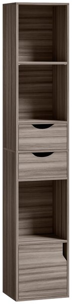HOMCOM Bookcase with Drawers Adjustable Shelf Bookshelf with 2 Drawers and Cabinet 158 cm Grey