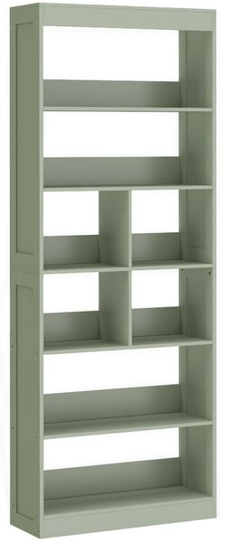 HOMCOM Bookcase, 6-Tier Bookshelf with Open Storage Shelves, Cubes, 180 cm Tall Display Shelf with Anti-Tipping Design, Green