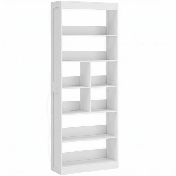 HOMCOM Bookcase, 6-Tier Bookshelf with Open Storage Shelves, Cubes, 180 cm Tall Display Shelf with Anti-Tipping Design, White