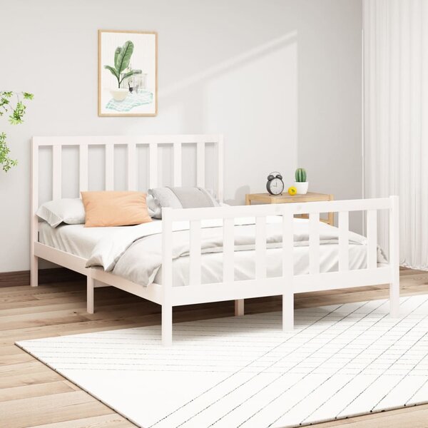 Bed Frame without Mattress White 140x200 cm Solid Wood Pine