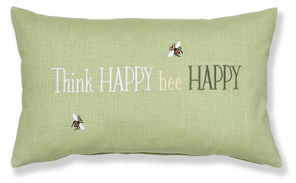 Think Happy Bee Happy Green Cushion