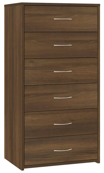 Sideboard with 6 Drawers Brown Oak 50x34x96 cm Engineered Wood