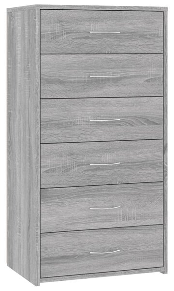 Sideboard with 6 Drawers Grey Sonoma 50x34x96 cm Engineered Wood