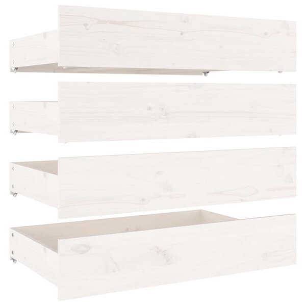 Bed Drawers 4 pcs White Solid Wood Pine