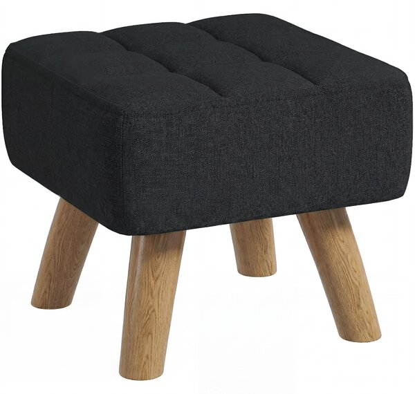 HOMCOM Linen-Look Square Padded Footstool - Black