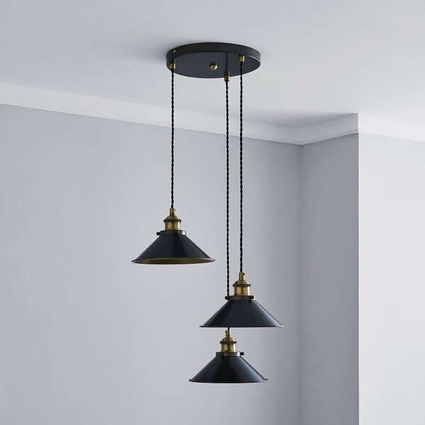 Logan Grey Industrial 3 Light Cluster Ceiling Light