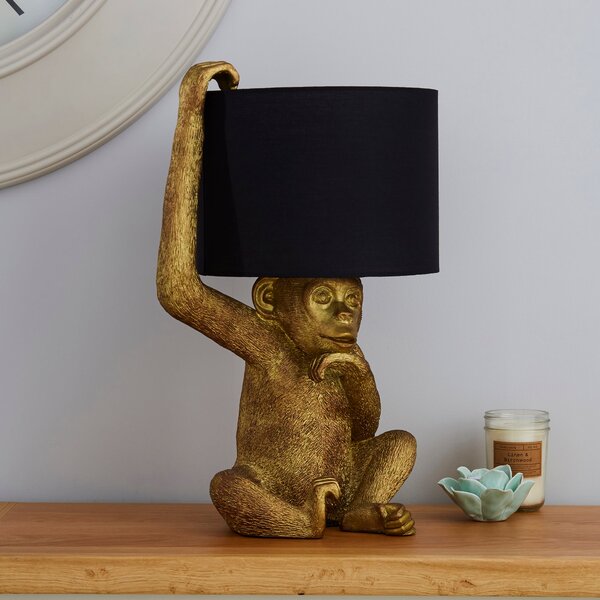 Odisha Resin Monkey Gold Table Lamp