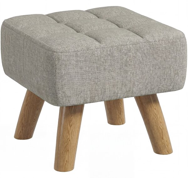 HOMCOM Linen-Look Square Padded Footstool - Light Brown