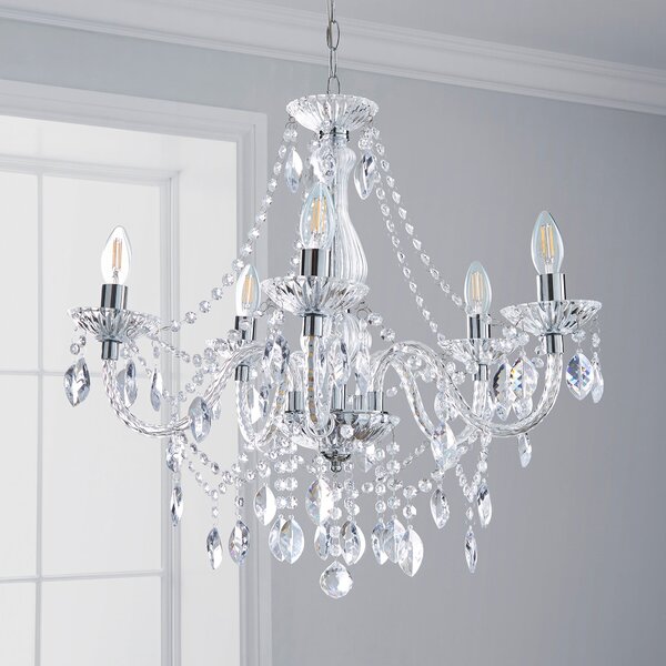 Marie Therese Chrome Integrated LED 5 Light Chandelier