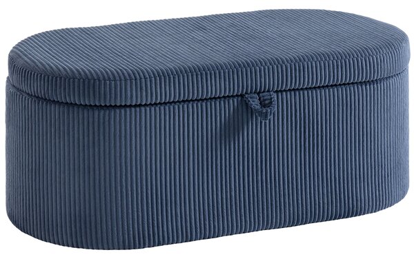 HOMCOM Storage Ottoman, Corduroy Upholstered Ottoman Storage Box with Padded Seat, 105 x 51 x 49 cm, Blue