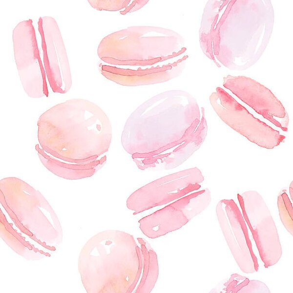 Illustration french sweets handdrawn concept. pastel color, Galyna_P, (40 x 40 cm)