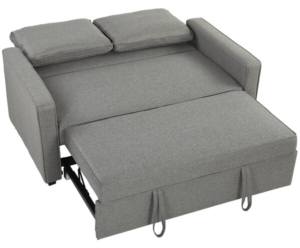 HOMCOM Double Sofa Bed Click Clack Sofa Bed Pull Out Bed with Adjustable Backrest for Living Room and Bedroom Grey