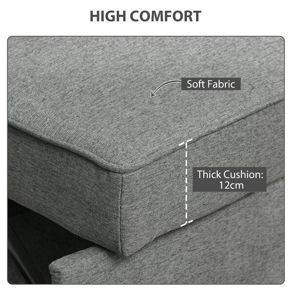HOMCOM Double Sofa Bed Click Clack Sofa Bed Pull Out Bed with Adjustable Backrest for Living Room and Bedroom Grey