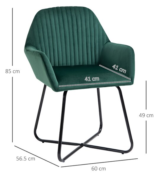 HOMCOM Velvet Armchair Duo: Luxurious Lounge Seating with Metal Base, Emerald Green Aosom UK