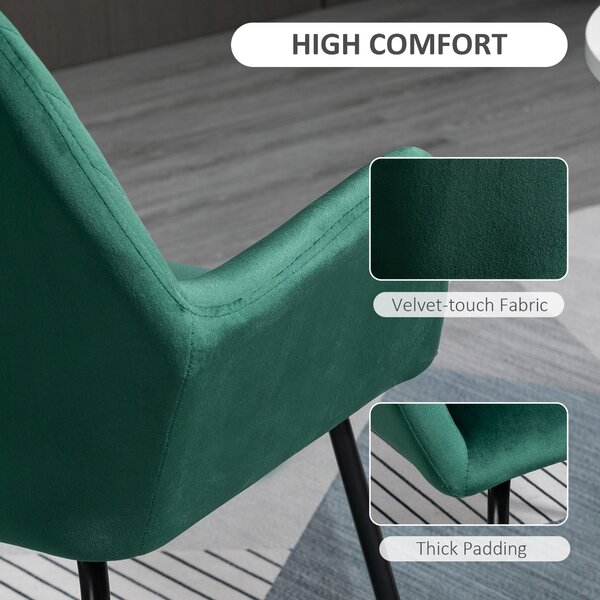 HOMCOM Velvet Armchair Duo: Luxurious Lounge Seating with Metal Base, Emerald Green Aosom UK